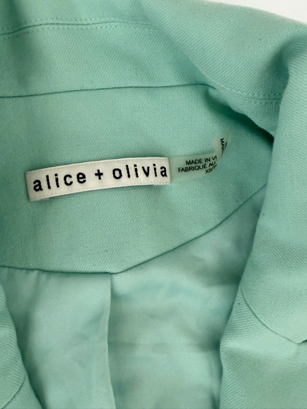 Alice + Olivia Mint Green Women's Oversized Blazer Jacket with rushed sleeves XS - Picture 10 of 12